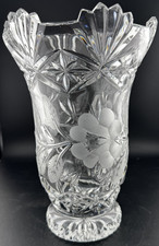 Cut Crystal Bulbous Vase with Wheel-Cut Floral Motif — listing 5