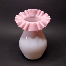 White Cased Glass Bottle Vase with Black Rim — listing 6