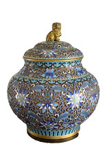 Chinese Cloisonné Enamel Lidded Ginger Jar with Foo Dog Finial — listing 3