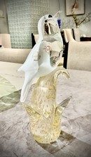 Murano Style Art Glass Birds on Controlled-Bubble Bowl Figurine — listing 3