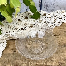 Vintage EAPG Pressed Glass 4-inch Nappy Sauce Dish with Hobstar & Fan Pattern — listing 4