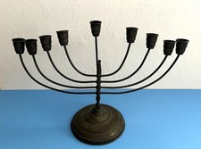 Vintage Israeli Brass Hanukkah Menorah with Twelve Tribes Motif and Ivy Scrollwork — listing 6