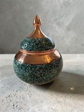 Persian FirOzeh Kubi Turquoise Inlaid Copper Footed Compote Bowl with Pierced Crown Rim — listing 3