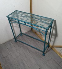 Wrought Iron Scrollwork Console Table Base with Glass Top — listing 3