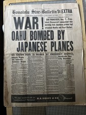 Honolulu Star-Bulletin 1st Extra 'WAR! OAHU BOMBED' December 7, 1941 Pearl Harbor Newspaper — listing 4
