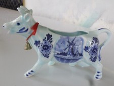 Delft-Style Blue and White Ceramic Cow Creamer with Windmill Scene — listing 6