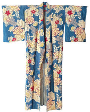 Antique Japanese Silk Kimono with Crashing Wave (Seigaiha/Nami) Motif — listing 4