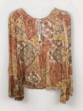 Boho Patchwork Print Flutter Sleeve Blouse — listing 4