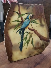 Original Oil Painting of Two Green Parrots (Superb Parrots) Signed Mariott, Gilt Framed — listing 6