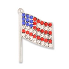 Rhinestone American Flag Lapel Pin, Pave-Set Red White & Blue Crystals — listing 2