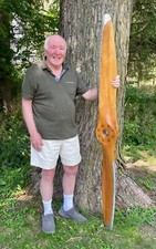 Antique Wood Airplane Propeller, Sensenich Bros. Lititz PA, 6'4" Two-Blade with Green Metal-Tipped Edges — listing 4