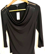 Premise Woman "Florence" Olive/Black Leaf-Print Bell-Sleeve Knit Top, Size 1X — listing 3