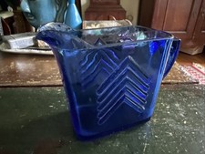 Cobalt Blue Depression Glass Chevron Pattern Creamer — listing 4