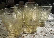 Amber Depression Glass Square Luncheon Plate, Federal Glass Madrid Pattern, listing 3