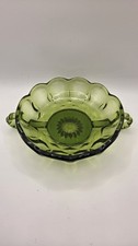 Anchor Hocking Green Uranium Depression Glass Swirl Covered Candy Dish with Pointed Finial, 5 in Tall — listing 5