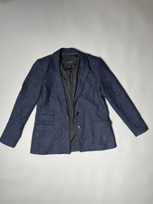 Banana Republic Blue & White Tweed Frayed-Edge Open-Front Jacket — listing 3