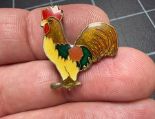 Vintage Red Enamel Rooster and Anchor Lapel Pin — listing 4