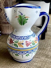 Mexican Talavera-Style Hand-Painted Ceramic Pitcher with Red Handle and Floral Motif — listing 5