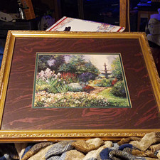 Framed Reproduction Print of a Pastoral River Landscape with Angler — listing 4