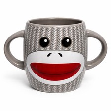 Galerie Sock Monkey Double Handle Ceramic Coffee Mug — listing 4