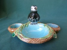 Antique Majolica Bird's Nest Pitcher/Vase, 18cm, Trompe-l'oeil Branch & Eggs Design — listing 2