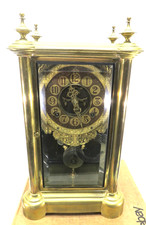 Antique Ansonia Crystal Regulator Mantel Clock with Gilt Bronze Rococo Case and Mercury Pendulum — listing 6