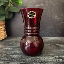 Anchor Hocking Royal Ruby Hexagonal Ribbed Glass Vase 8.5" — listing 6