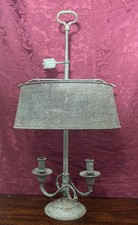 Bouillotte-Style Two-Light Candlestick Table Lamp with Faux Candle Sleeves and Linen Empire Shade — listing 4