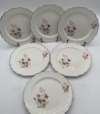 W.S. George Lido White Floral Dinner Plate with Scalloped Silver Rim — listing 4