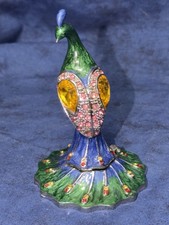 Enameled Jeweled Peacock Trinket Box with Rhinestone Accents — listing 5