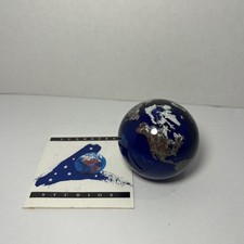 Lundberg Studios Planet Earth Art Glass Paperweight 2.5 inch Signed 1993 — listing 6