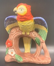 Majolica-Style Figural Parrot Tree-Trunk Bud Vase