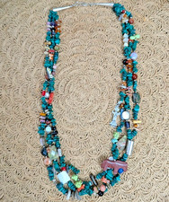 Multi-Strand Green Bead Choker Necklace with Sterling Silver Malachite Clasp, 16 inches — listing 6