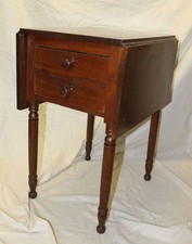 Antique Walnut Drop Leaf Dining Table with 6 Turned Legs (2 Swing Legs), 4' x 5'5" Open — listing 2