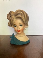 Vintage Napcoware Lady Head Vase with Pearl Jewelry and Upswept Hair