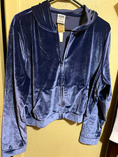 Victoria's Secret Black Velour Ribbed Zip-Up Bomber Jacket, Size M — listing 5