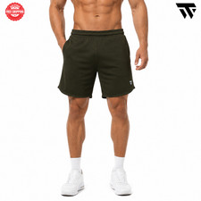 Men's Tan/Khaki Athletic Shorts with Navy Ribbed Side Panels — listing 2