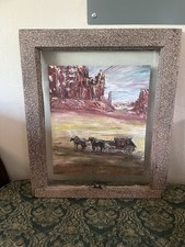 Vintage Hand-Painted Multi-Pane Window Sash Autumn Farm Scene Folk Art Painting — listing 4