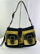 Vintage Woven Straw & Tan Leather Structured Top-Handle Handbag with Turn-Lock Closure — listing 3