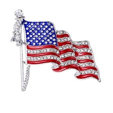 American Flag Brooch Pin with Pavé Blue, Red & White Stones (Sapphire/Ruby/Diamond Style) — listing 5