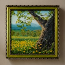 Original Landscape Painting of Trees by Water on Canvas Board — listing 6