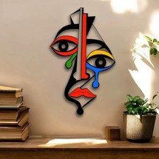 Contemporary Abstract Metal Wall Art Sculpture, Interlocking Rings with Torch-Flame Finish, listing 5