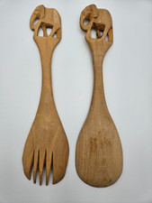 Large Carved Wood Fork and Spoon Wall Decor Set with Twisted Handles — listing 5