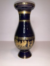 Greek Hand-Painted Cobalt Blue and 24K Gold Campana Urn Vase — listing 2
