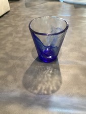 Cobalt Blue Swirl Art Glass Oval Boat-Shaped Bowl