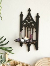 Vintage Solid Wood Three-Tier Wall-Mounted Display Shelf with Scrolled Sides — listing 3
