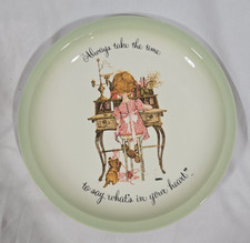 Vintage Holly Hobbie Collector Plate "Good Friends Are Sunshine on a Rainy Day" - Girl in Yellow Raincoat with Umbrella and Cat — listing 3