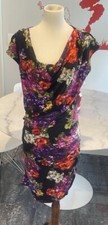 Dots Black Metallic Sparkle Cowl-Neck Ruched Bodycon Cocktail Dress, Size L
