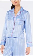 Charter Club Vintage Light Blue Satin Peignoir Bed Jacket with Lace Yoke, Size XL — listing 4