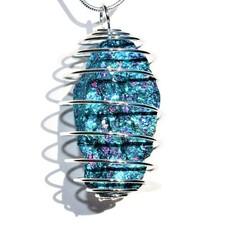 Handmade Silver Pendant with Iridescent Rainbow Chalcopyral/Peacock Ore Stone